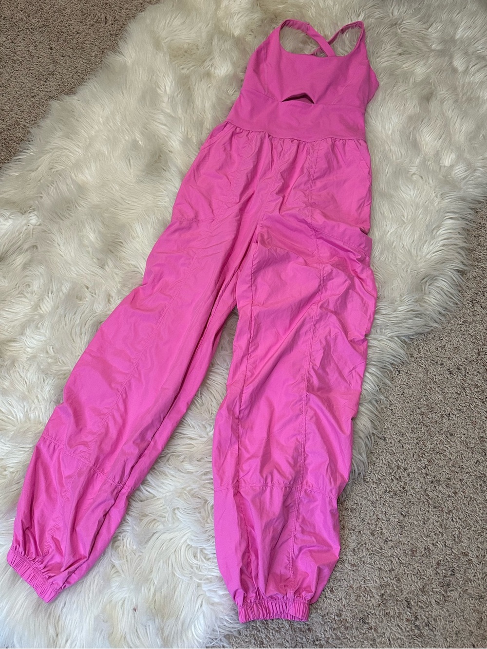 FP Movement by Free People Hot Pink Cross-Back Jumpsuit